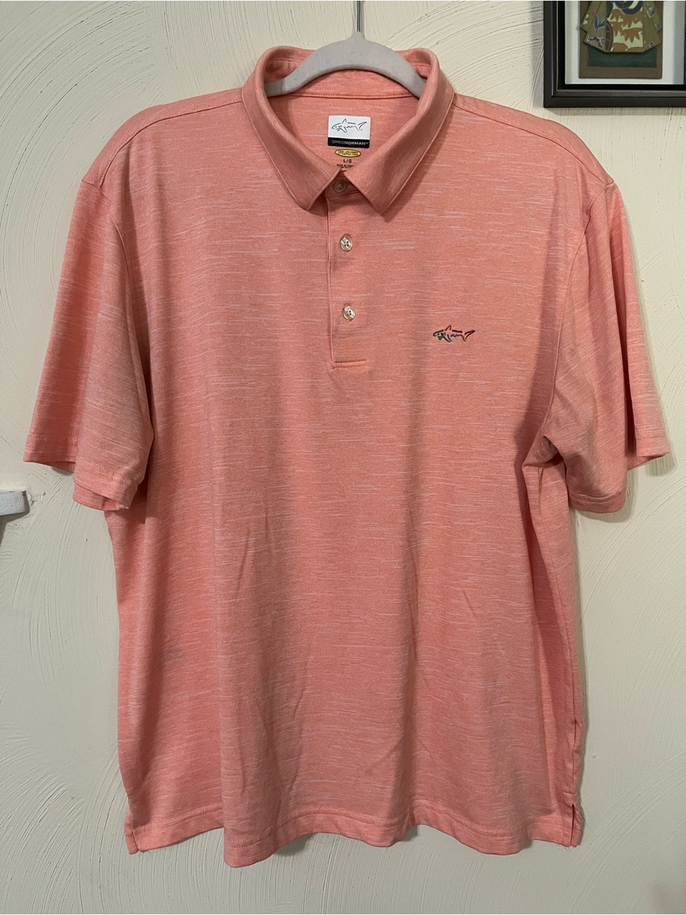 Greg Norman Collection Heathered Coral Performance Polo Shirt